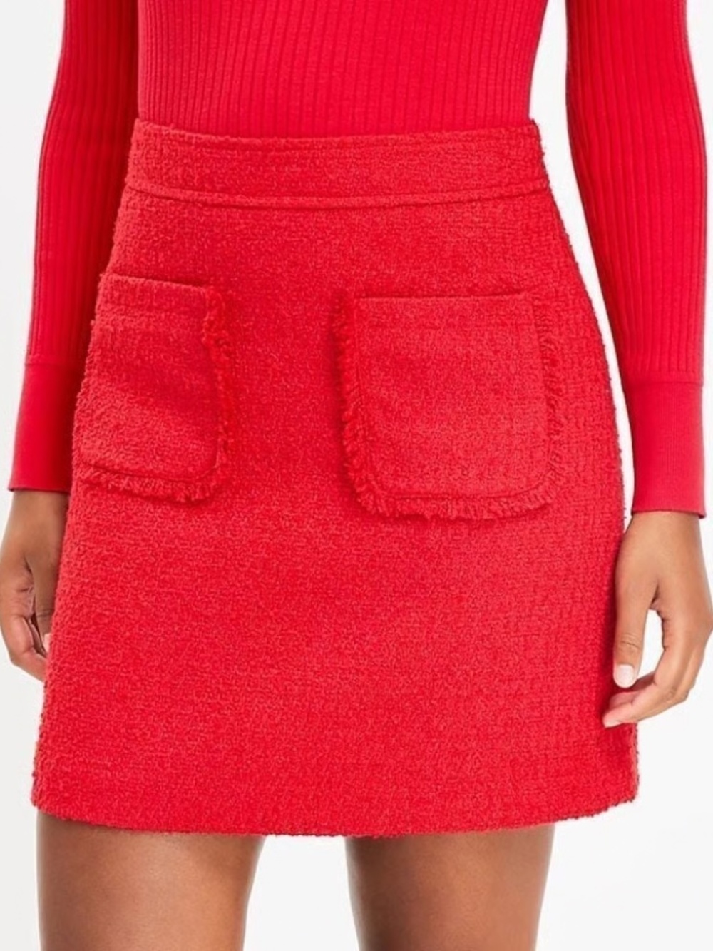 NWT Loft Boucle Tweed Red Skirt size 6